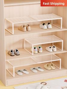 Expandable Shoe Cabinet Layered Dividers Shoe Storage Organizer Metal Shoe Rack Partition Shelf Placement Holder Shelf