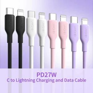 Cáp Sạc Nhanh USB-C Sang Lightning Bằng Silicon Màu Hồng Hỗ Trợ PD 27W Dành Cho iPhone 14/13/12/11/X/8/7 Có Nhiều Tùy Chọn Chiều Dài 1/2/3m