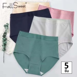 FallSweet 5 ชิ้น/ล็อตกางเกงผ้าฝ้ายผู้หญิง PLUS ขนาดชุดชั้นในเอวสูงสบายหญิงกางเกงเซ็กซี่ชุดชั้นใน M-XXXL