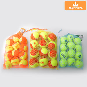 Kannon 12 unit bola tenis untuk kanak-kanak 0-14 tahun dengan beg Mesh latihan asal Orange Red Green bola tenis peralihan kanak-kanak