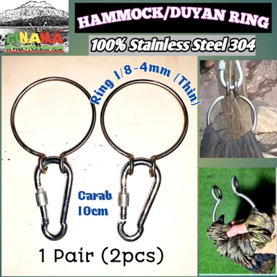 (1Pair) DUYAN / HAMMOCK RING 304 4mm 1/8 Stainless w/ Carabiner or CARABINER only