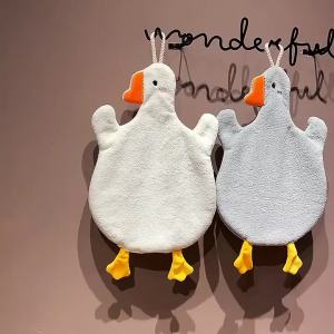 Cartoon Goose Hand Towel Kitchen Bathroom and Toilet Hand Towel Hanging Type with Super Water Absorption Quick Drying It Is Hard