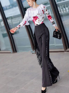 กางเกงเต้นรำผู้หญิงทรงหลวมเอวสูง ทรงตรง ทรงลำลอง สไตล์เกาหลี กางเกงขายาวทรงหลวมสำหรับเต้นรำ ฤดูใบไม้ผลิและฤดูร้อน 2025