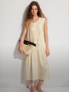 Elle | French Design Ruffled Sleeveless Elegant Mid-length Dress