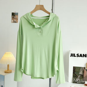 Modal Hooded Long Sleeve Sun-Protection Overshirt Thin Womens Summer Fashionable Korean Style Loose-Fitting Casual T-shirt Fancy Tops