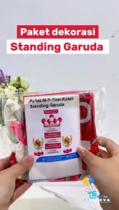 Paket Dekorasi Dirgahayu RI Background Tirai i Love Indonesia / Dekorasi HUT Tirai Kotak Merah Putih