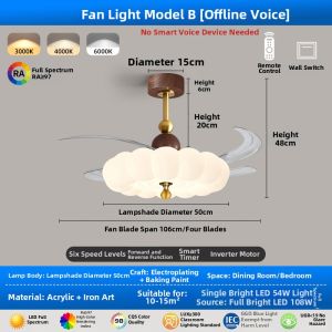 FANZHEN | Retro Modern Powerful Silent Ceiling Fan Light