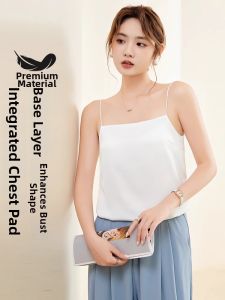 MOYISHA | Spring Summer Satin Silk Spaghetti Strap Bustier Camisole One Shoulder Padded