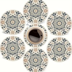 2D Simple Bohemian Style Mandala Flowers Wooden Coasters Coffee Shop Furniture Decoration Gifts Desktop Protection Photo Props