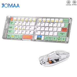 Foldable Keyboard and MouseBluetooth5.1 Dual Modes Wirless Transparent Keyboard Rechargeable Full-Size Portable Travel Keyboard