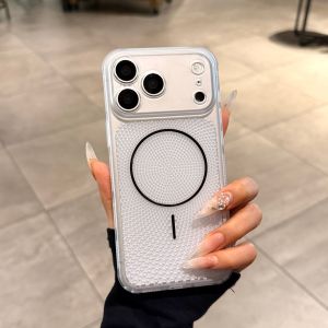 CHUANGYIWEI | Ice Frost Carved Cooling Mesh Case Slim Aesthetic Magnet Charging Compatible iPhones