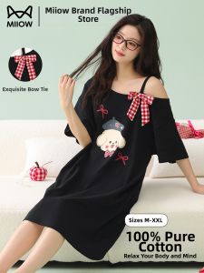MiiOW | Cotton Cartoon Sleep Dress for Women Loose Breathable Homewear