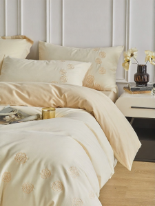 shui yang | Bộ Chăn Ga Gối Bông Dài Thêu Hoa Văn Mềm Mại 4 Món