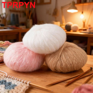 1 PC 25g Mohair เส้นด้ายสําหรับถักเสื้อกันหนาวผ้าพันคอผ้าคลุมไหล่ถักมือถัก Fuffly ยาว Plush Line