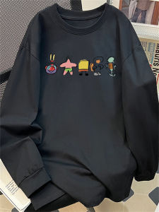 เสื้อยืดคอกลมแขนยาวทรงหลวมสำหรับผู้ชาย ผ้าฝ้ายแท้ ทรงหลวม สไตล์ฮิปฮอป เสื้อผ้าลำลอง แฟชั่นฤดูใบไม้ผลิและฤดูใบไม้ร่วง