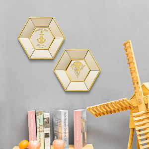 Modern Minimalist Ocean Subject Painting Dining Room Entrance Living Room Hexagonal Hanging Mirror Wall Decoration Home Light Luxury Soft Decoration American Style