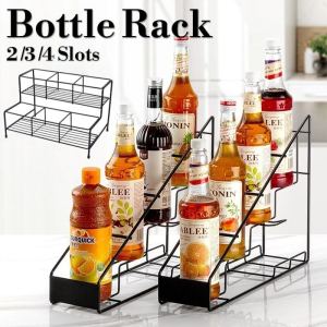 2/3/4 Slots Bottle Rack Stainless Steel Wine Storage Stand Syrup Rack Bar Bottle Holder Syrup Rack