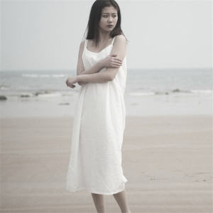Pure Cotton Slimming Dress Summer Artistic Womens Fashion 2021 New Style Inner And Outer Wear Extended Base Strap Dress White