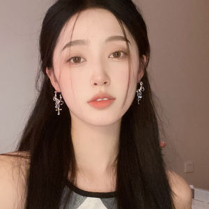 Niche Style Unique Design Cross Eardrops Cable Stitch Eardrop Earring Personalized Cold Style Fancy Metal Stud Earrings for Women