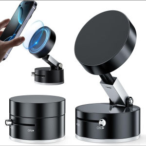 Upgraded A2 Vacuum Magnetic Phone Holder – N52 Strong Magnet One-Button Exhaust Strong Suction Cup for Smooth Surfaces
