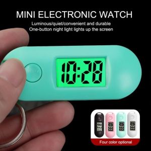 Mini Digital Electronic Clock Small Wall Watch Study Library LCD Display Luminous Key Ring Watch