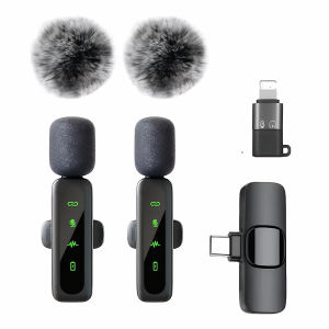 LovSpor❤2-in-1 Plug-Play Lapel Clip-On Mic with Noise Reduction Wireless Mini Microphone for Streaming Vlogging Voice Recording