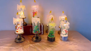 Flameless Candles LED Candles Button cell Operated Snow Globe Candle Light for Christmas Decorations