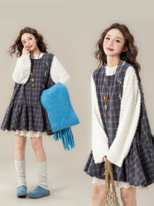 Đầm Dập Plaid Không Tay Rộng Rãi Phù Hợp Đa Dạng Ngắn