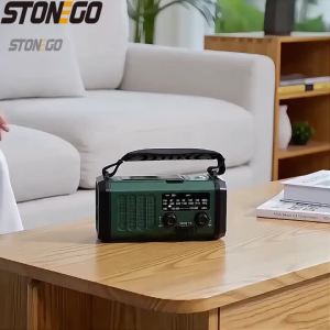 Đài Phát Thanh Di Động Năng Lượng Mặt Trời 10000mAh Tích Hợp Sạc USB C Đèn Pin La Bàn SOS Thiết Bị Khẩn Cấp Cho Hoạt Động Ngoài Trời