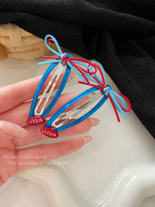 กิ๊บติดผมรูปผีเสื้อสีแดงและสีฟ้า ทรงเรียบง่าย สไตล์เกาหลี สำหรับเด็กผู้หญิง ที่คาดผมข้างหน้า ที่ปรับแต่งได้ สไตล์หวานและเท่