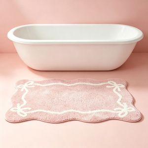 VIKAMA “Cream-Style” Plush Rug Soft and Comfortable Bathroom Doormat Non-Slip Entryway Mat Home Decor