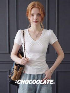 V-neck Short Sleeve Slimming T-shirt