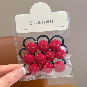 High Elasticity Childrens Hair Ties Girls Red Heart Shaped Hair Bands Non Damaging Thumb Hair Ties for Little Girls Hair Accessories