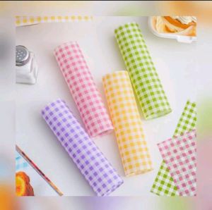 Wax Paper / Baking Paper Laminasi Motif KOTAK KOTAK  [ 50 PCS ] LEBIH TEBAL 38 GSM