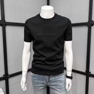 เสื้อยืดแขนสั้นผ้าไหมน้ำแข็งฤดูร้อนสำหรับผู้ชาย ทรงสลิมฟิต พิมพ์ลายตัวอักษร แฟชั่นสำหรับเยาวชน ผ้าฝ้ายผสมโพลีเอสเตอร์ ระบายอากาศได้ดี