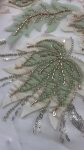 African Beaded Lace Fabric High-Quality Nigerian Sequined Wedding Dress Material Suitable for Sewing Elegant Dress Bridal AT3052