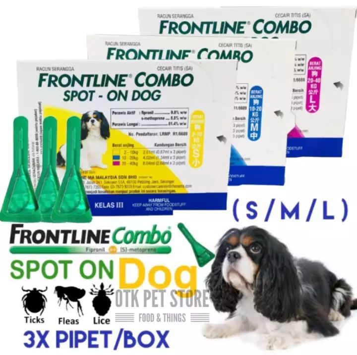 Frontline Combo Spot On For Dog 3 Pipet Box Small Medium Large Lazada