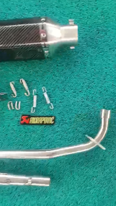 Honda XRM 110 stainless elbow on Akrapovic 370mm with silencer