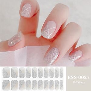Semi Cured Gel Nail Polish Strips 20 Tips Nail Wraps Artist Self-Ashesive Girl Beauty Nails Sticker UV/LED Lamp Need