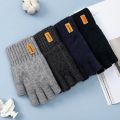 Winter Half-Finger Knitted Gloves for Men: Warm, Stretchy, Thick – Fits Office, Bicycle, Driving & Student Writing. 