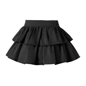 Princess Style Girls Skirt High Waist Pleated Anti-Light Double Layer Cake Skirt Child Cute Pure Color Bicolor Summer Autumn