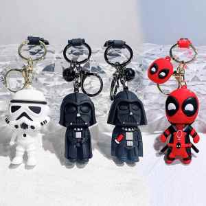 Exquisite Black Samurai Keychain PVC Bag Car Key Holder Deadpool Planet Battle Design Creative Gift Keychain without Brand