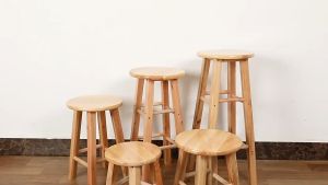 Solid Wood High Bar Chair Log Milk Tea Stool Household Highchair Nordic Simple Bar Stool Highchair Solid Wood Bar Stool