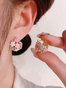 GL Fashionable colorful flower pearl flower basket elegant summer earrings ES64837
