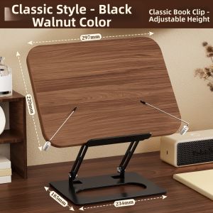 Adult Reading Stand Multi-Function Adjustable Walnut Wood Book Holder