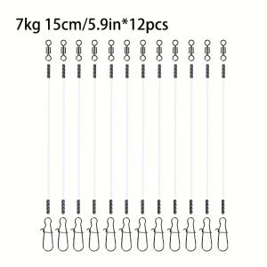 12PCS Fluorocarbon Fishing LeadersEquipped with High-Speed 360° Rotating Swivels Saltwater & Freshwater Fishing for Pike Bass