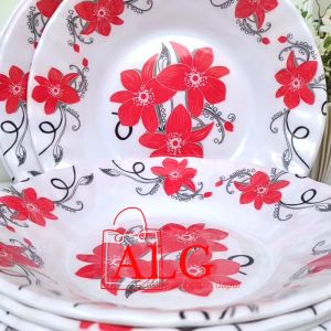 MURAH12 PCS PIRING MAKAN 23 CM MELAMIN HUGICO MOTIF KEMBANG BINTANG FANTA SEMI KERAMIK TEBAL DAN ANTI PECAH