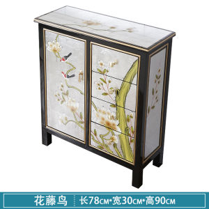 New Chinese Style Solid Wood Small Size Thin Sideboards Cabinet Living Room Multifunctional Locker Tea Cabinet Painted against the Wall Small Side Cabinet
