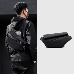 Premium Black Waterproof Crossbody Bag With Magnetic Metal Buckle Mens Messenger Bag Lightweight Minimalist Style Chest Bag