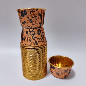 Halloween Style Cake Cups 50Pcs Disposable Cupcake Cups with Lids Disposable Muffin Cups with Lids Baking Cups